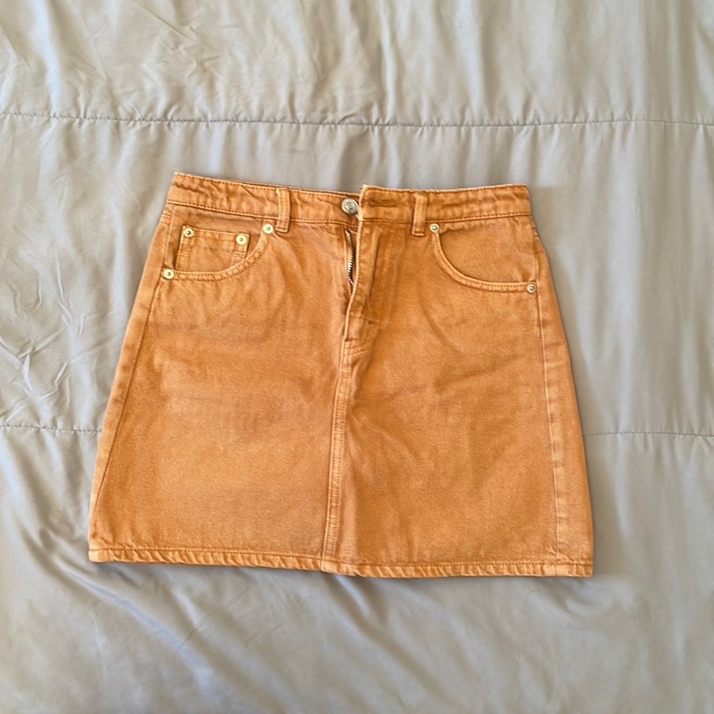 Stradivarius Women’s Denim Mini Skirt Size 4 Small Tan